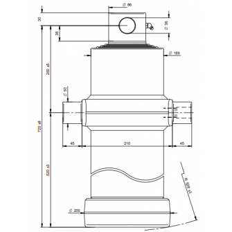 Teleskopski cilinder 4 stopnje 20 ton 2190 mm z luknjo 4091F